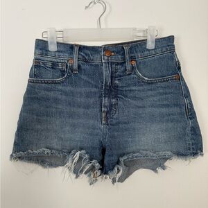 Madewell The Perfect Jean Short Womens 26 Medium Wash Denim Raw Hem Cut Offs